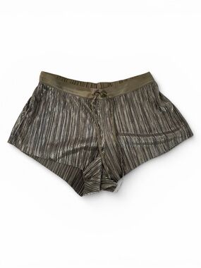 Victoria's Secret Metallic Pleated Shorts M Silver Shimmer